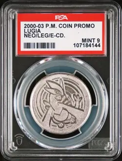 PSA 9 MINT Lugia Metal Coin Pokemon Neo 2000-2003 Deck Promo Vintage Slab - Image 1