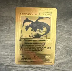 Shining Charizard Gold Metal Pokemon Card Neo Destiny 1st Edition 107/105 - Image 1