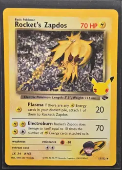 Rocket's Zapdos Celebrations Classic Collection 15/132 Holo Rare Pokemon 2021 - Image 1