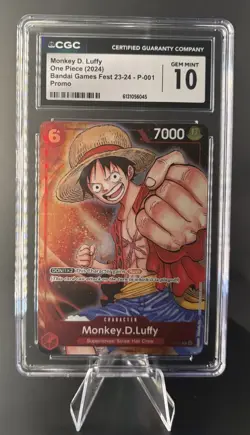 One Piece Monkey.D.Luffy P-001 Promo Bandai Games Fest 23-24 — CGC 10 Gem Mint - Image 1
