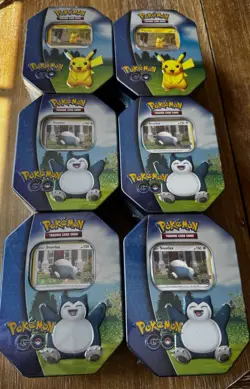 Lot Of 6 Pokemon Go Tins Snorlax And Pikachu New Sealed Pokemon TCG - Image 1