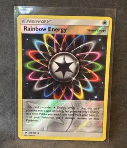 Rainbow Energy 137/149 SM Base Set Reverse Holo Pokemon TCG Moderately Played - Image 1