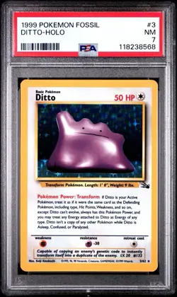 1999 Pokemon Fossil Ditto Holo #3 - PSA 7 NM - WOTC Vintage - Image 1