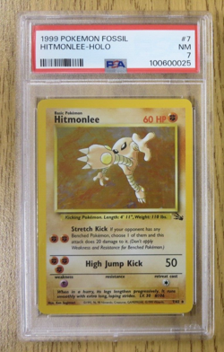 1999 Pokemon Fossil Set Holo Rare Hitmonlee PSA 7 #7/62 NEW FRESH SLAB - Image 1