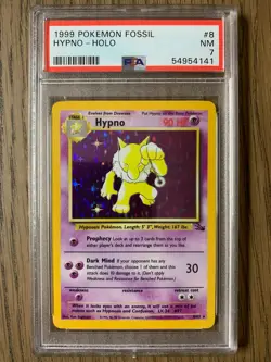 PSA 7 - Pokemon HYPNO - Fossil Holo Rare - 8/62 - Image 1