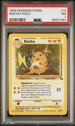 Pokemon FOSSIL RAICHU HOLO 14/62 PSA 7 - Image 1