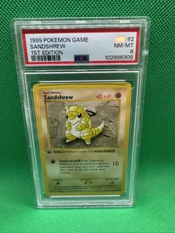 1999 POKEMON BASE SET 1ST EDITION #62 SANDSHREW PSA 8 - Image 1