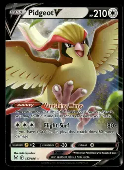 Pokemon Cards Pidgeot V 137/196 Lost Origin Holo V Rare NM - Image 1