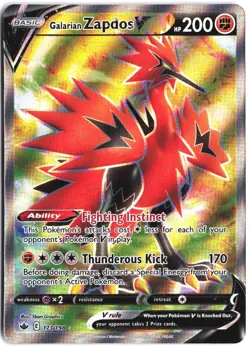 Galarian Zapdos V 173/198 Ultra Rare Chilling Reign Pokemon NM - Image 1