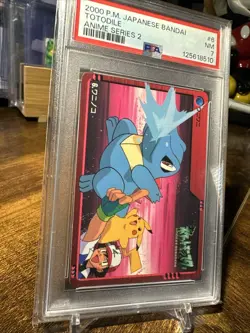 2000 Pokemon Japanese Bandai Animae Series 2 Totodile #6 PSA 7 - Image 3