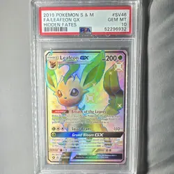 Pokemon Leafeon GX Hidden Fates Shiny Vault SV46/SV94 Holo PSA 10 2019 - Image 1