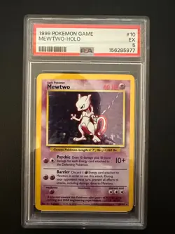 1999 POKEMON BASE SET UNLIMITED #10 MEWTWO HOLO - PSA 6 - Image 1