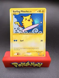 Surfing Pikachu 114/111 Secret Rare Holo -Rising Rivals Pokemon TCG NM Swirl - Image 1