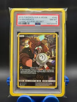 PSA 8 2019 POKEMON SUN & MOON COSMIC ECLIPSE SECRET FULL ART MAGNEMITE #242 - Image 1