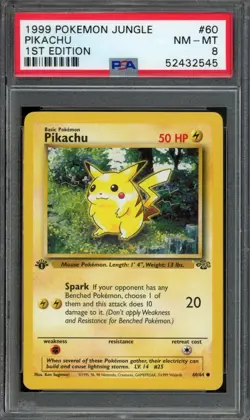1999 POKEMON JUNGLE 1ST EDITION #60/64 PIKACHU PSA 8 - Image 1