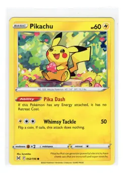 2022 Pokemon Sword & Shield Lost Origin Pikachu 052/196 - Image 1