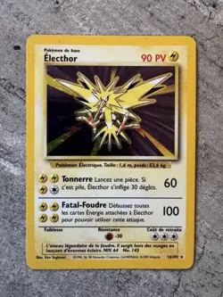 French Pokemon Card Zapdos (Electhor) Base Set Holo 16/102 - LP - Image 1