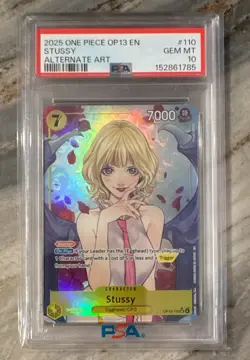 2025 One Piece CCG Stussy OP13-110 (Alternate Art) Foil SR EN PSA 10 - Image 1