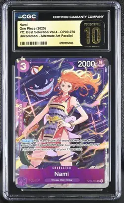 One Piece TCG Nami OP09-070 Alt Art UC CGC PRISTINE 10 'Gengar Nami' English - Image 1