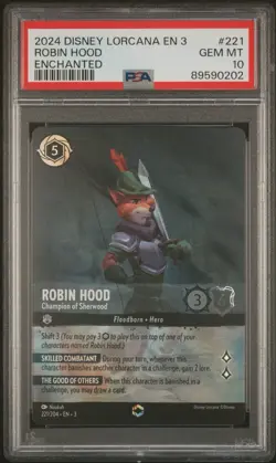 DISNEY LORCANA ENCHANTED #221 ROBIN HOOD - CHAMPION OF SHERWOOD PSA 10 - Image 1