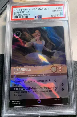2024 Disney Lorcana EN 4 Enchanted Cinderella #205 Melody Weaver PSA 10 - Image 1