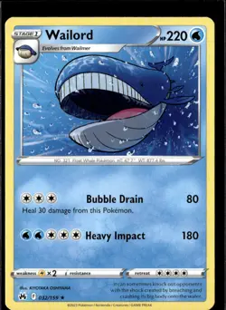 Pokemon Wailord 032/159 Crown Zenith Non Holo Rare 4 Card Lot - Image 1