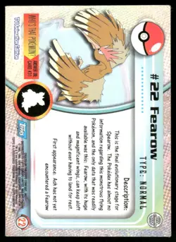 Pokemon Cards Fearow #22 Topps Trading Cards HOLO Series 1 MP *1 - Image 2