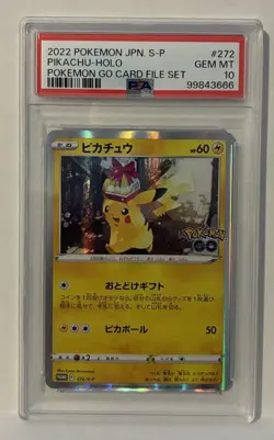 2022 POKEMON JAPANESE S PROMO POKEMON GO CARD FILE SET #272 PIKACHU-HOLO PSA 10 - Image 1