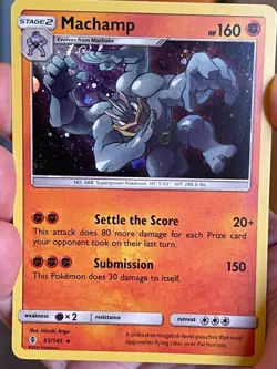 POKEMON MACHAMP 65/145 RARE COSMOS HOLOFOIL HD SWIRL GUARDIANS RISING NM CARD - Image 1