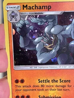POKEMON MACHAMP 65/145 RARE COSMOS HOLOFOIL HD SWIRL GUARDIANS RISING NM CARD - Image 3
