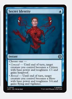 Secret Identity (Foil) | MTG Marvel SPM | Instant Hexproof Protection Hero Buff - Image 1