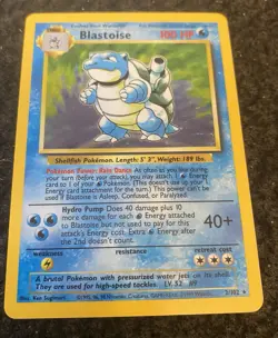 Pokemon TCG Blastoise Base Set Holo Unlimited Rare Card 2/102 (PACK FRESH ~MINT) - Image 1