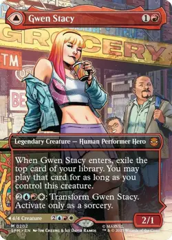1 x Gwen Stacy (0202) - Borderless - Marvel's Spider-Man - NM-Mint - MTG - Image 1
