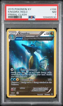 2015 POKEMON XY PRIMAL CLASH #108 KINGDRA-HOLO PSA 7 - Image 1
