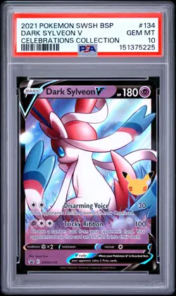 2021 POKEMON SWSH BLACK STAR PROMO CELEBRATIONS COLLECTION DARK SYLVEON V PSA 10 - Image 1