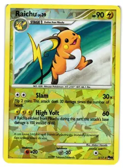 Pokemon TCG Raichu 3/17 Holo POP Series 9 Cracked Ice Holo Rare LP - Image 1