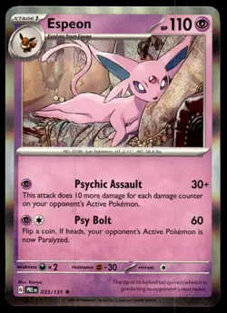 Espeon 033/131 Holo Rare Prismatic Evolutions Pokemon Near Mint - Image 1