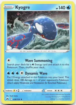 Kyogre 036/159 Holo Rare Crown Zenith Pokemon Holo Near Mint - Image 1