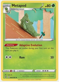 Metapod 002/192 NM / M - Asako Ito Crocheted Art - Rebel Clash Pokemon Card-RARE - Image 1