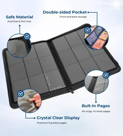 Card Binder 9 Pocket, 540 Card Album Holder, Side Loading, Black - Protects TCG - Image 3