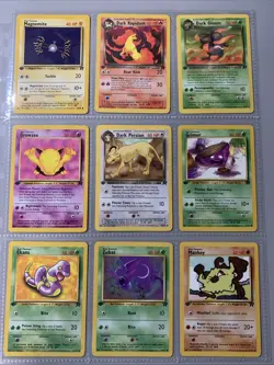 Pokemon TCG 1st Edition Team Rocket Set 9 Card Binder Page Lot WOTC VTG 2000 - Image 1