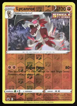 Lycanroc 087/198 Reverse Holo Rare 2021 Chilling Reign Pokemon Lightly Played - Image 1