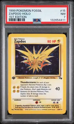 ZAPDOS HOLO 15/62 1ST EDITION FOSSIL POKEMON PSA 7 - Image 1
