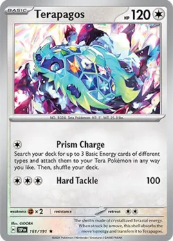 Terapagos Holofoil Rare SV08: Surging Sparks 161/191 NM Pokemon TCG - Image 1