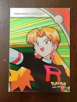 MP! HOLO Pokemon Topps Team Rocket: Cassidy HV5 Heroes & Villains Blue Logo - Image 1