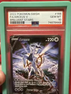 2022 Pokemon SWSH Brilliant Stars #166 FA Arceus V PSA 10 GEM MINT - Image 3