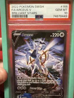 2022 Pokemon SWSH Brilliant Stars #166 FA Arceus V PSA 10 GEM MINT - Image 4