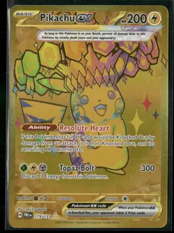 Pokemon Pikachu ex 179/131 Hyper Rare Gold Full Art Prismatic Evolutions NM - Image 1