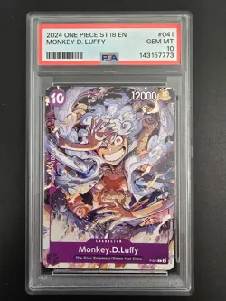 2024 ONE PIECE MONKEY D. LUFFY GEAR 5 STARTER DECK ST18 PURPLE ENGLISH PSA 10 - Image 1
