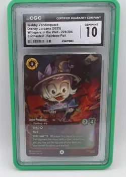DISNEY LORCANA WHISPERS IN THE WELL ENCHANTED #229 WEBBY VANDERQUACK CGC 10 - Image 1